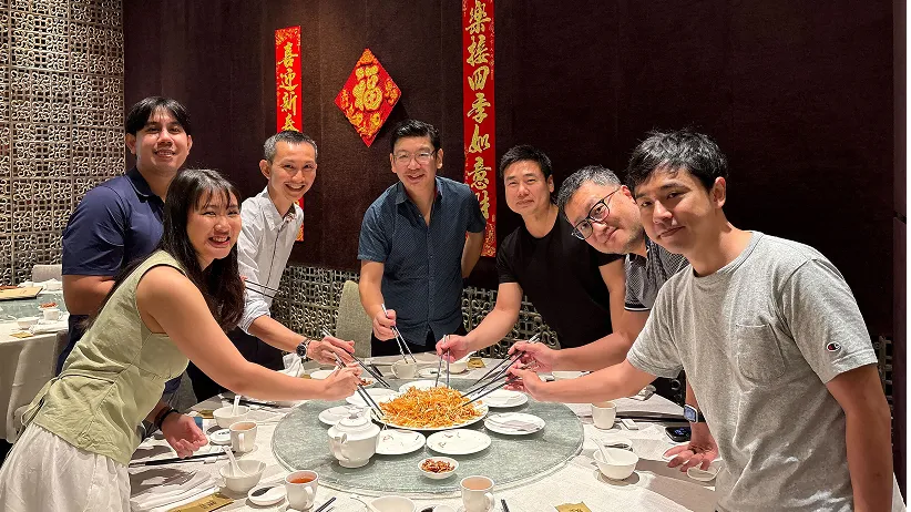 Japanese team on a dinner.