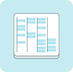 White chart with blue horizontal bars grouped in three columns on a light blue rounded square background.