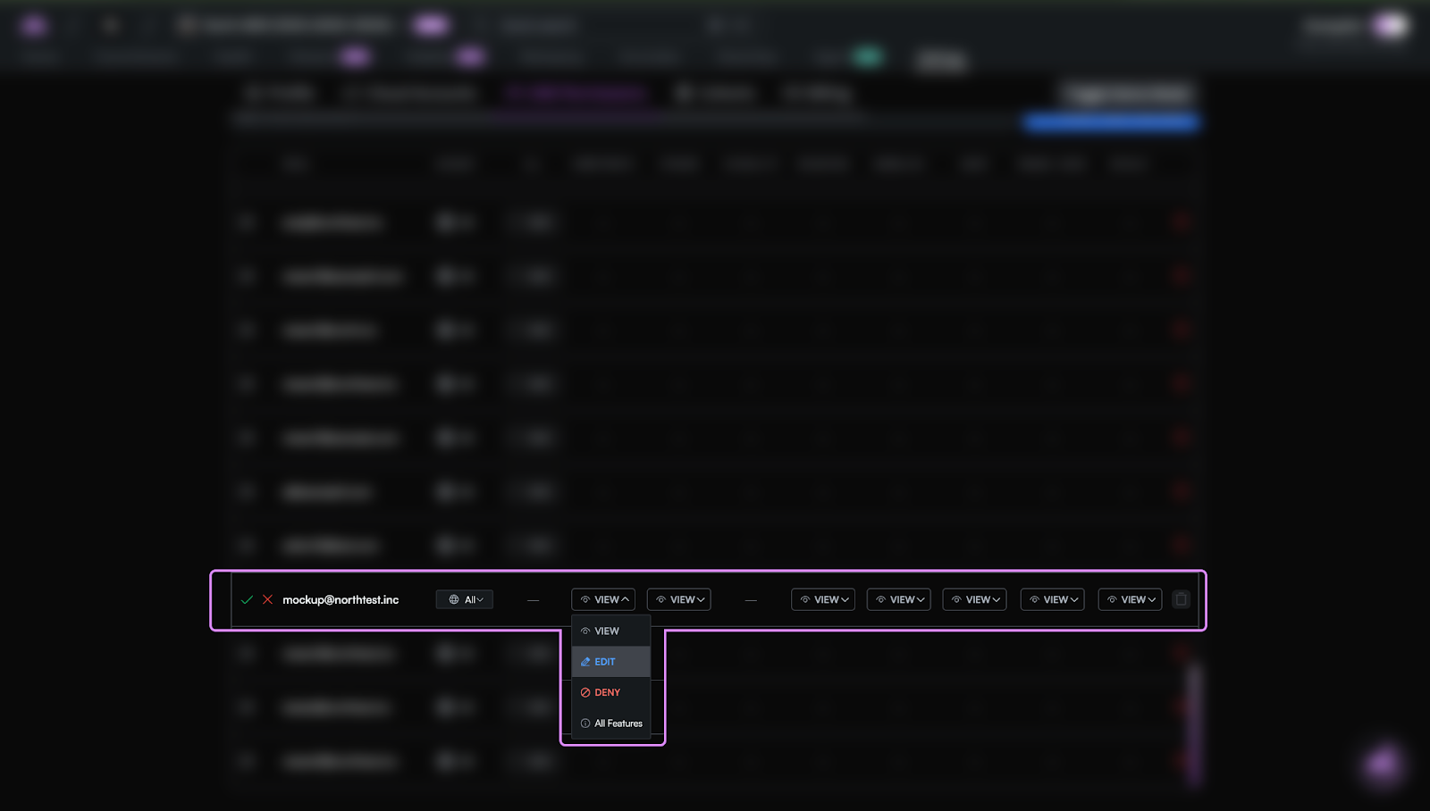 A user-facing view of permissions and access in North.