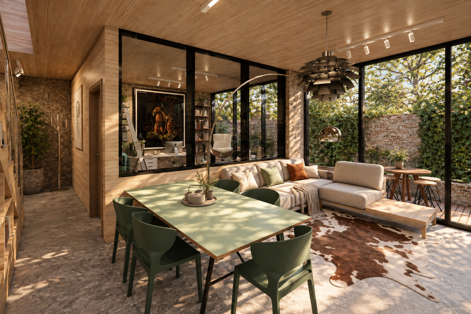 The sculptor's house is a well-designed and carefully considered project that integrates functionality, privacy, and aesthetics in response to the site's unique context.