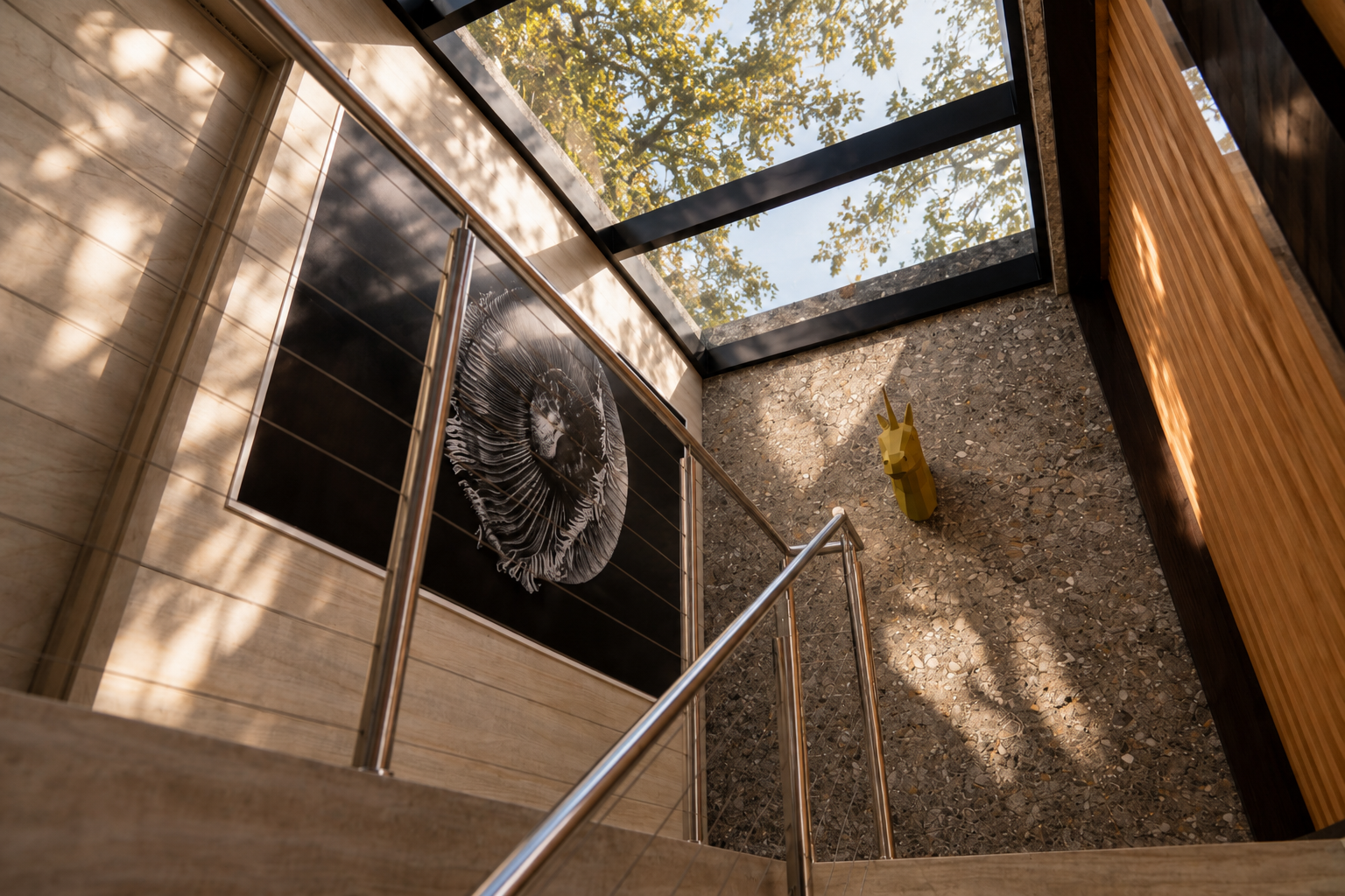 The sculptor's house is a well-designed and carefully considered project that integrates functionality, privacy, and aesthetics in response to the site's unique context.