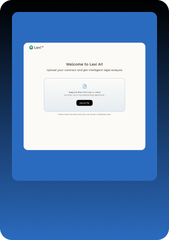 Lexi AI legal assistant app displaying AI-generated comments on a contract document.