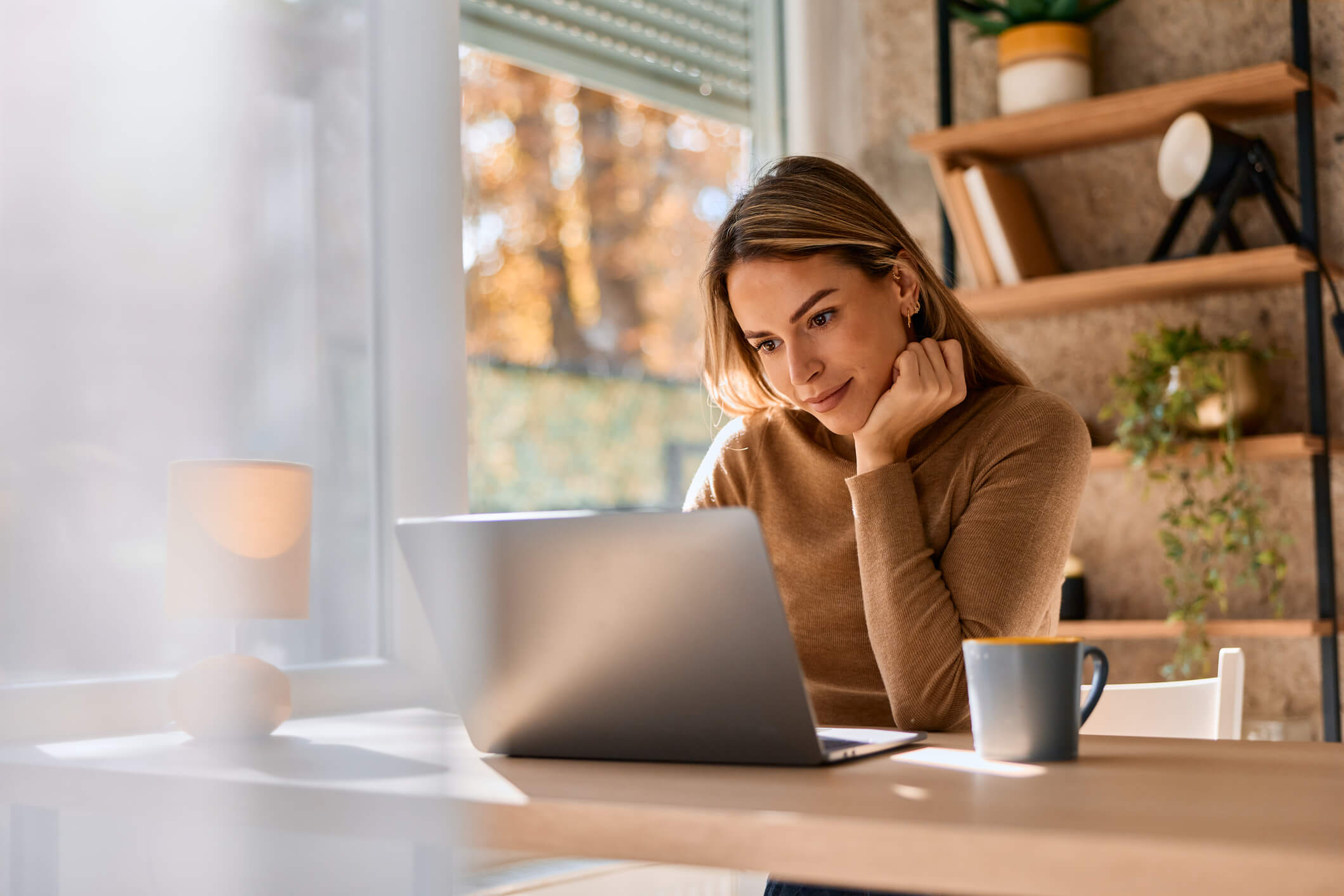 Woman working on a laptop