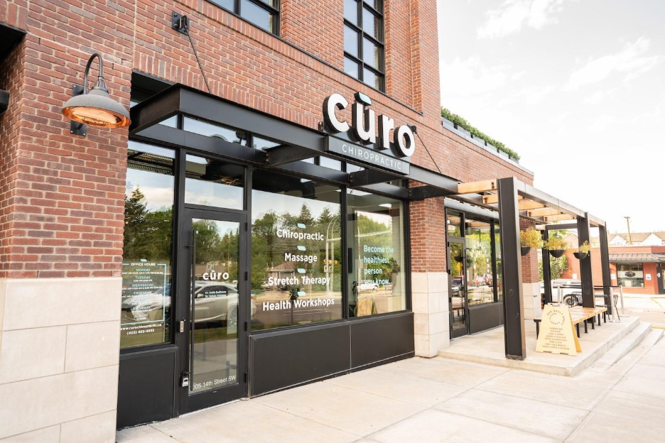 Exterior view of Curo Chiropractic clinic on a sunny day, home to trusted Calgary chiropractors.
