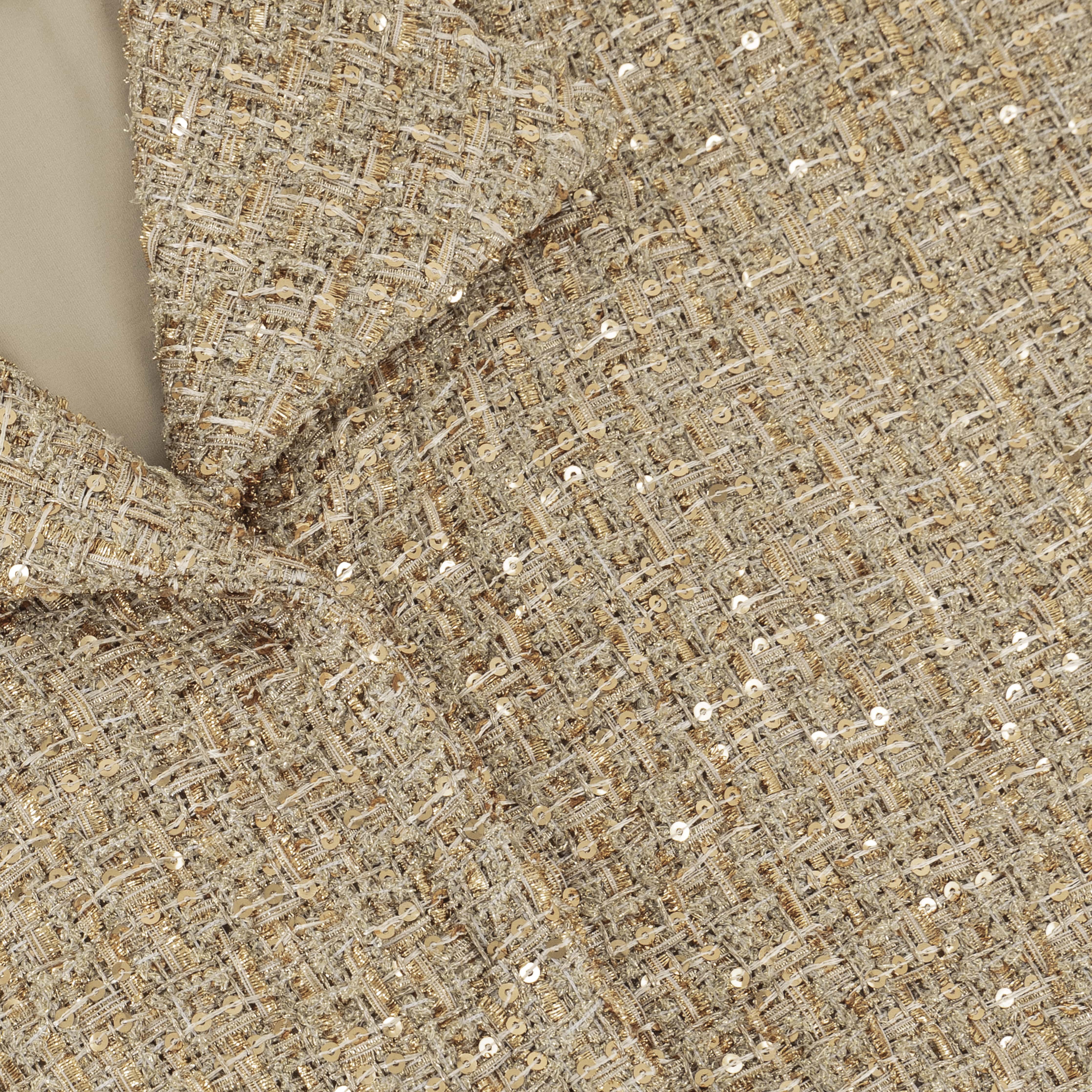 Gold cape AC2025P0027- Gold, cropped tweed cape. Hidden hook at the front - ADAMARIS - the international brand 