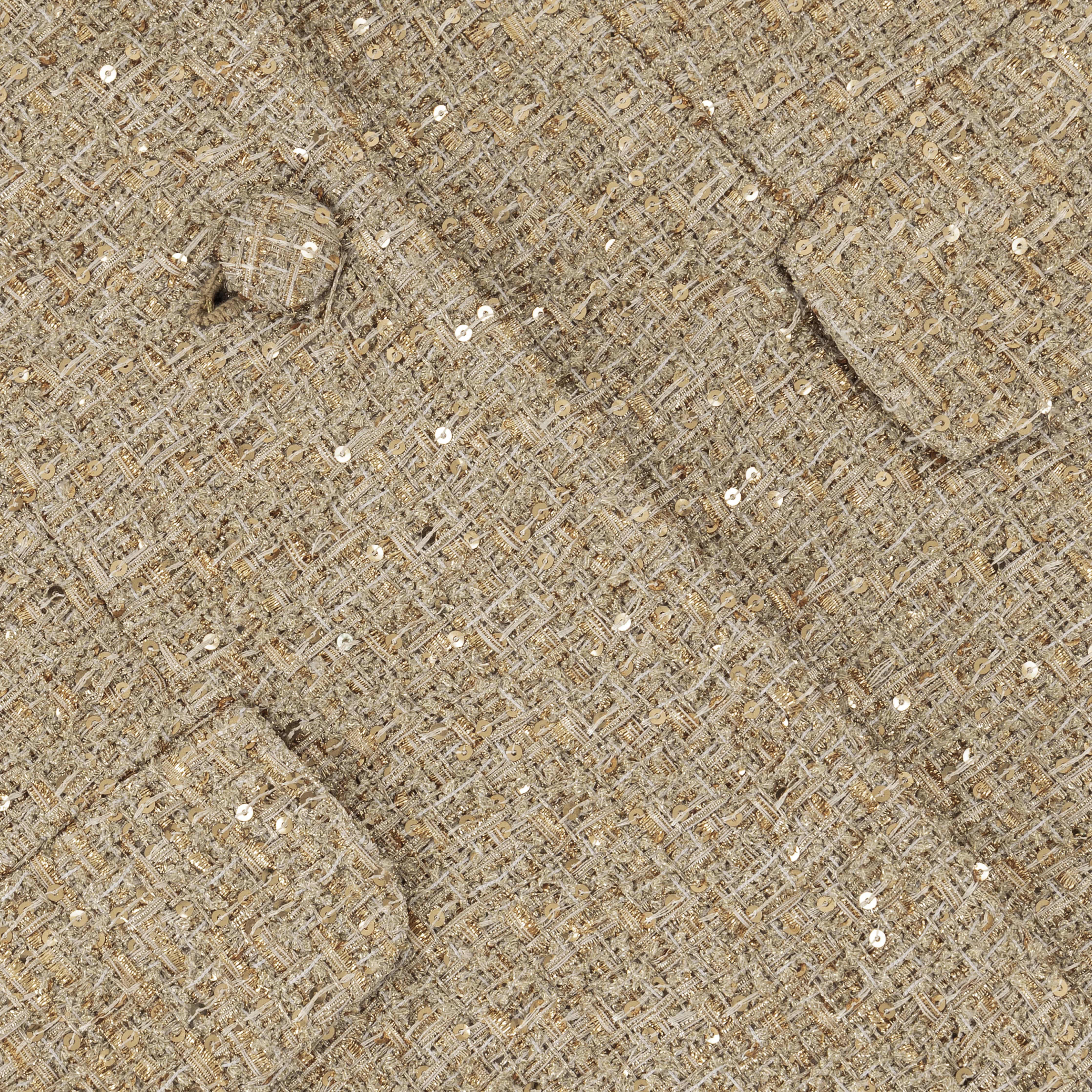 Gold jacket AC2025P0028- Gold, long tweed jacket with decorative pockets. Center front button- ADAMARIS - the international brand 