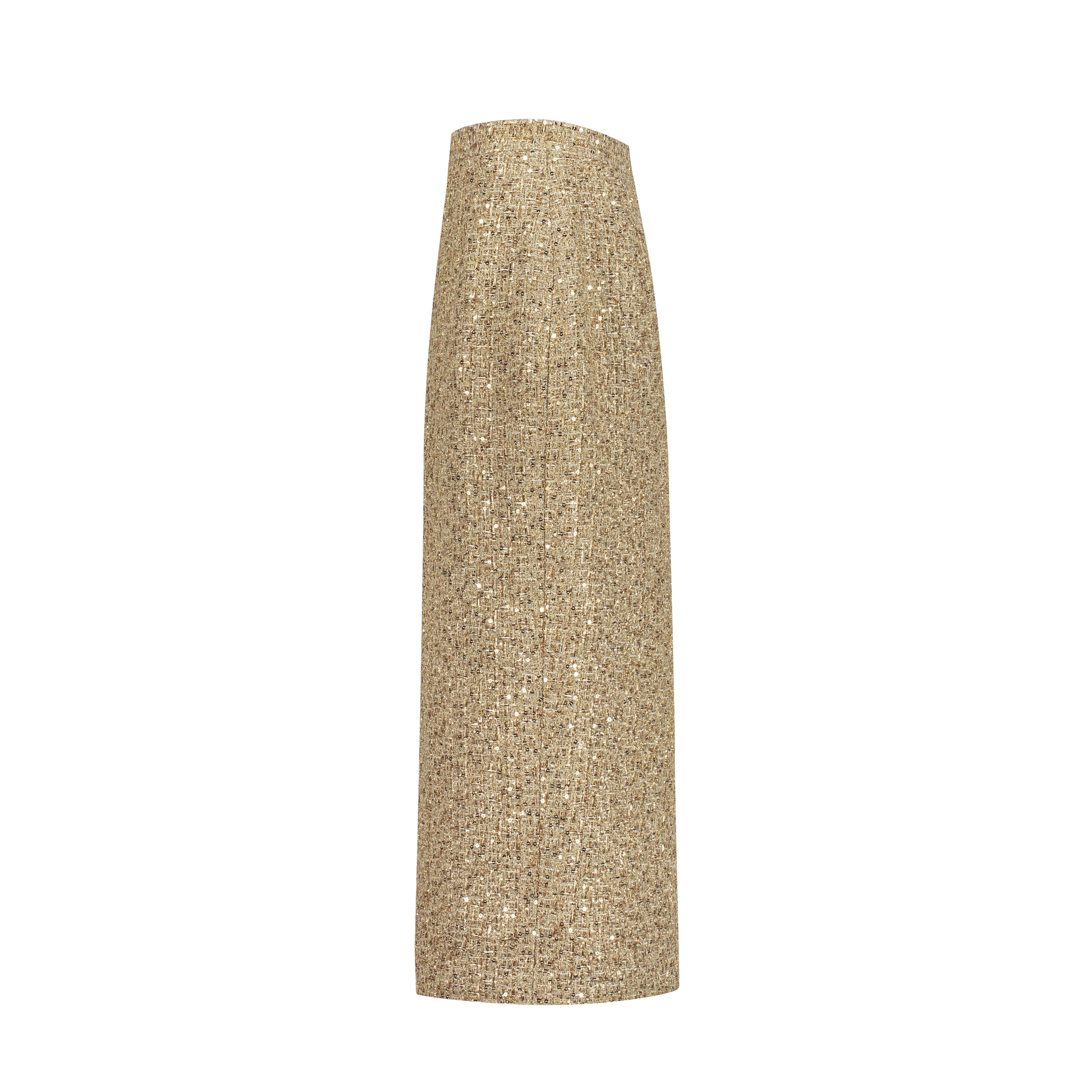 Gold skirt AC2025P0028- Gold midi length skirt. Center back zipper - ADAMARIS - the international brand 