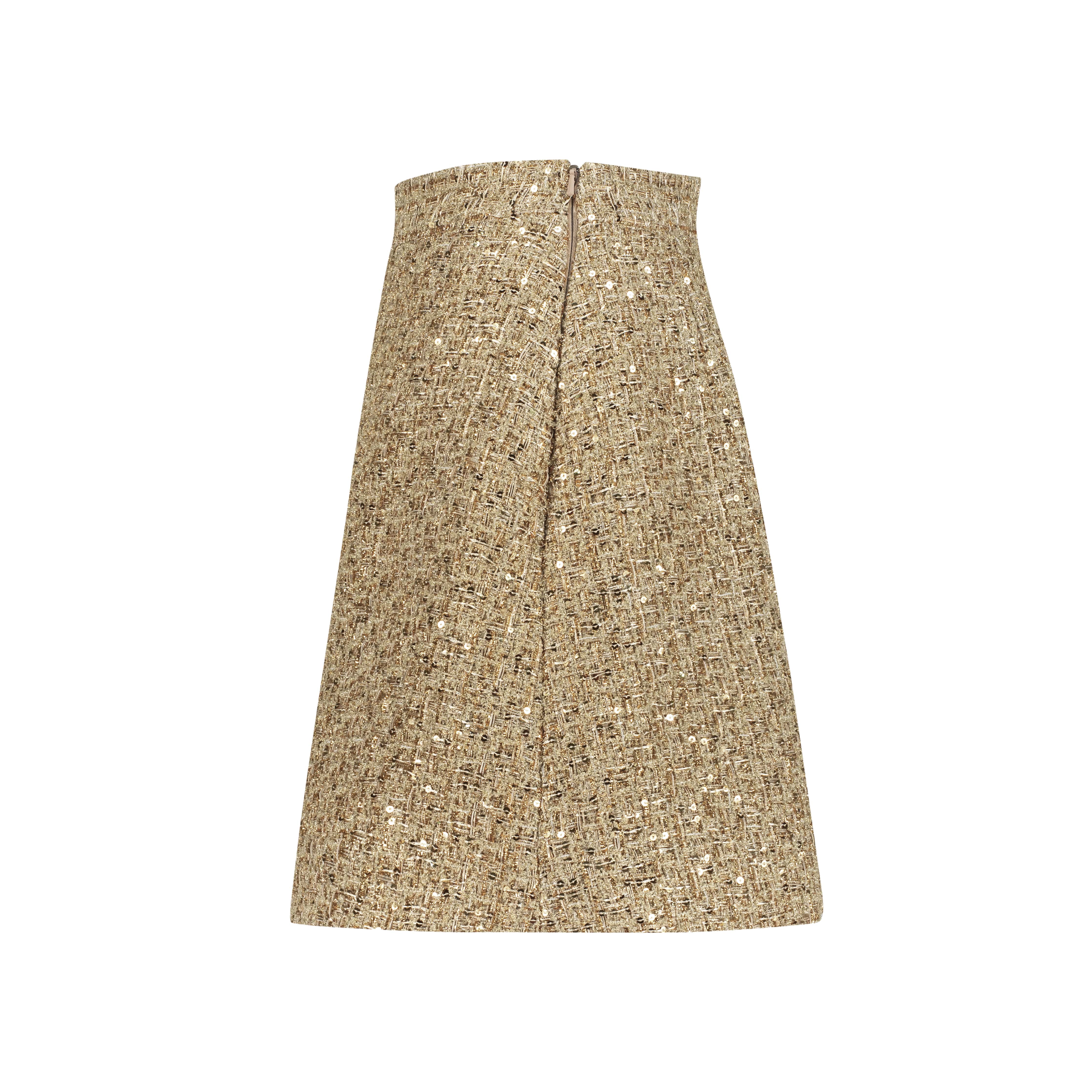 Gold skirt AC2025P0028- Gold midi length skirt. Center back zipper - ADAMARIS - the international brand 