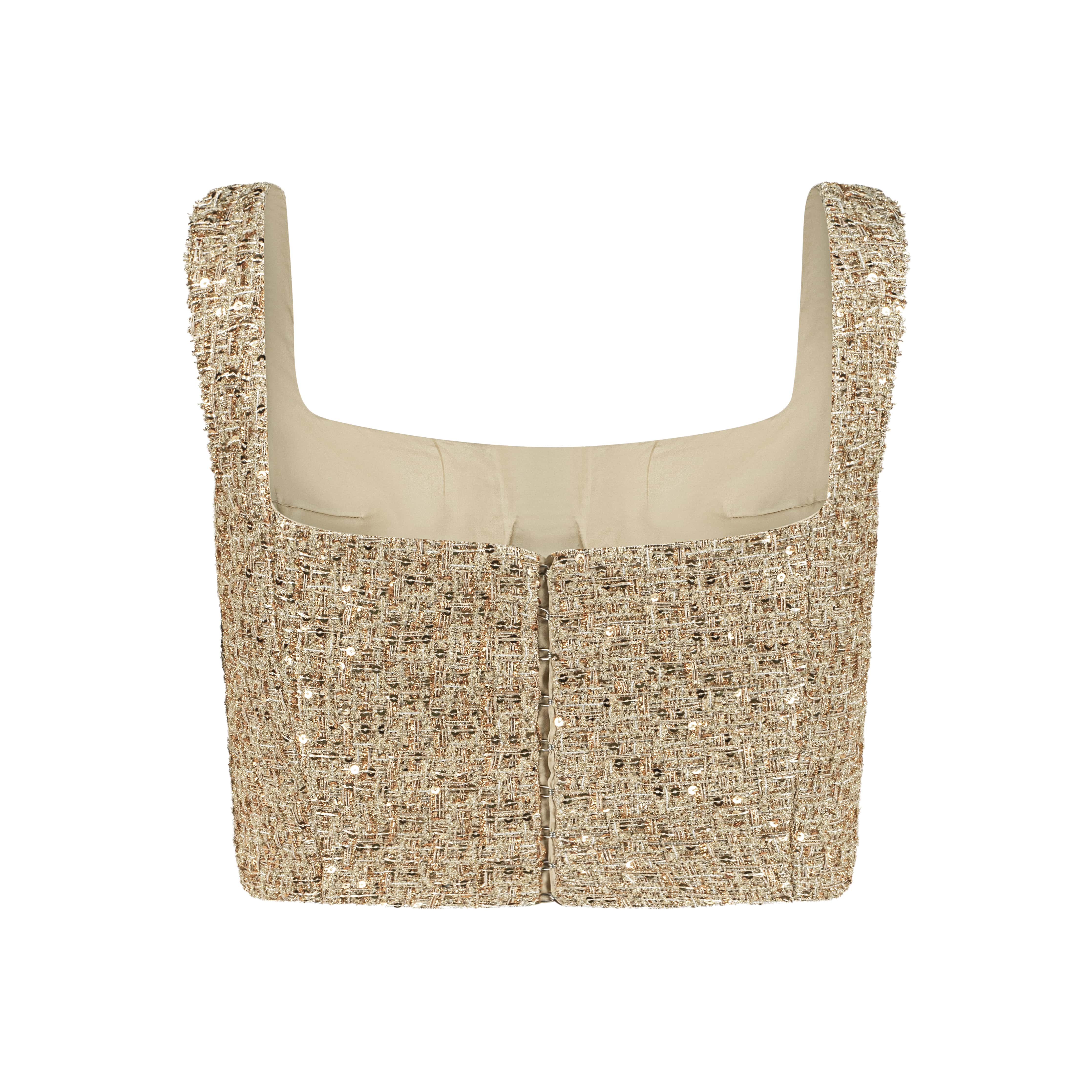 Gold top AC2025P0033- Gold top. Center back zipper - ADAMARIS - the international brand 