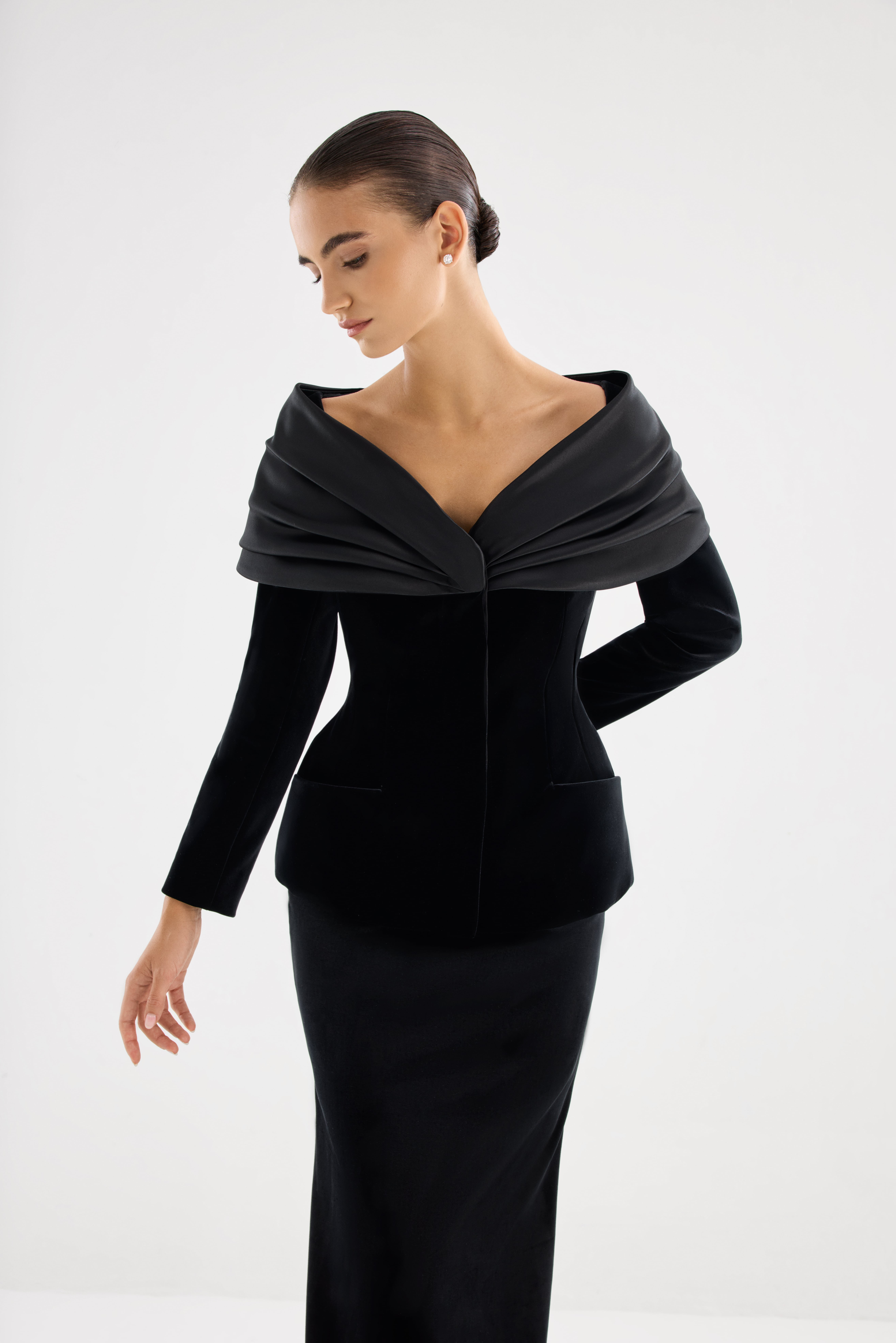 Black jacket AE2026P0007 -Jacket with accent top. Hook closure at the front - ADAMARIS - the international brand 