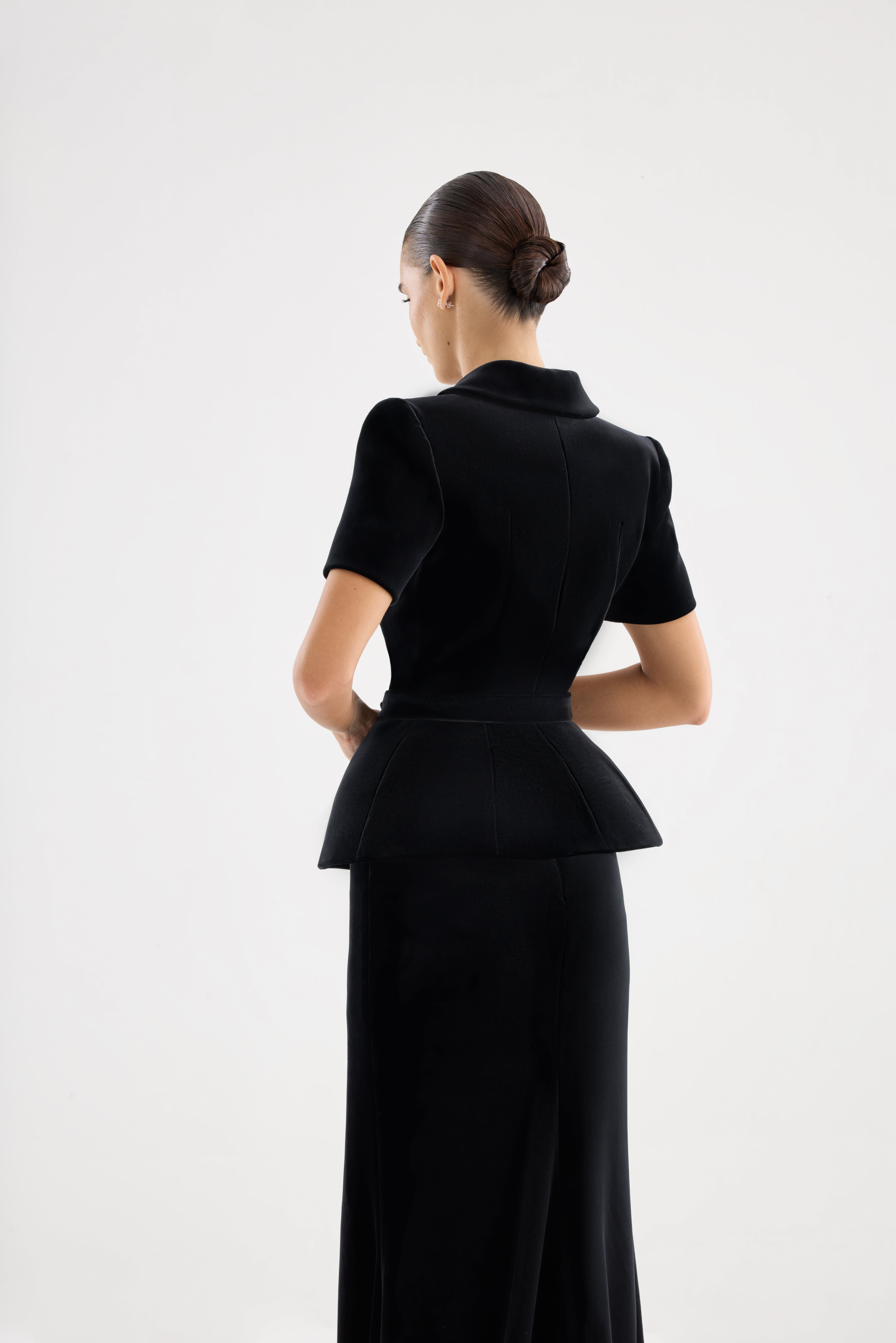 Black jacket AE2026P0005 -Jacket with belt and accentuated waist - ADAMARIS - the international brand 