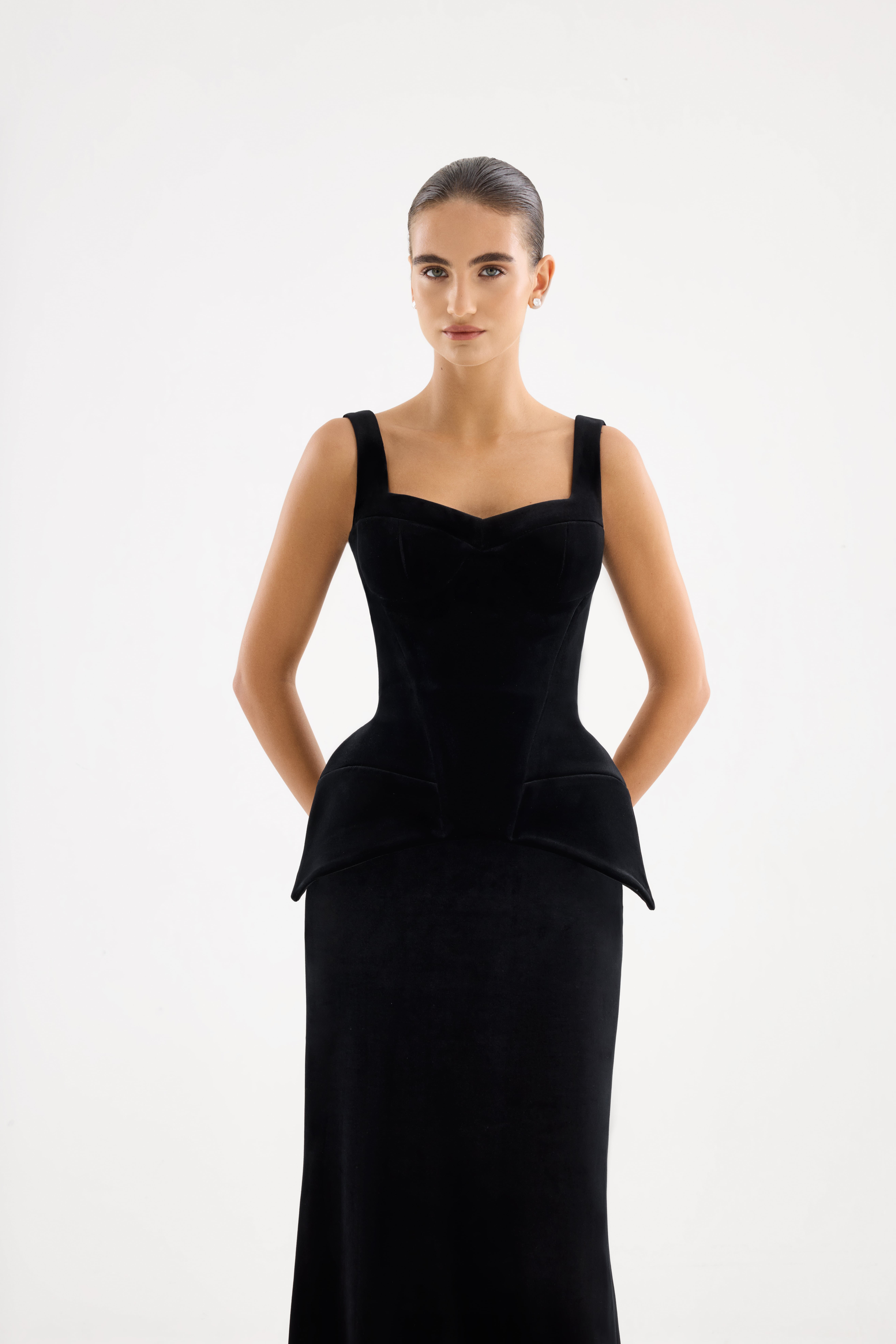 Black corset AE2026P0004 -Jacket with belt and accentuated waist - ADAMARIS - the international brand 