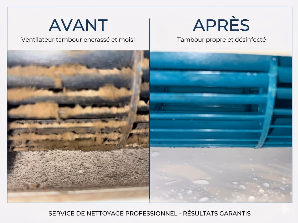 Comparaison Avant/Après d'une thermopompe nettoyé par EGL Entretien