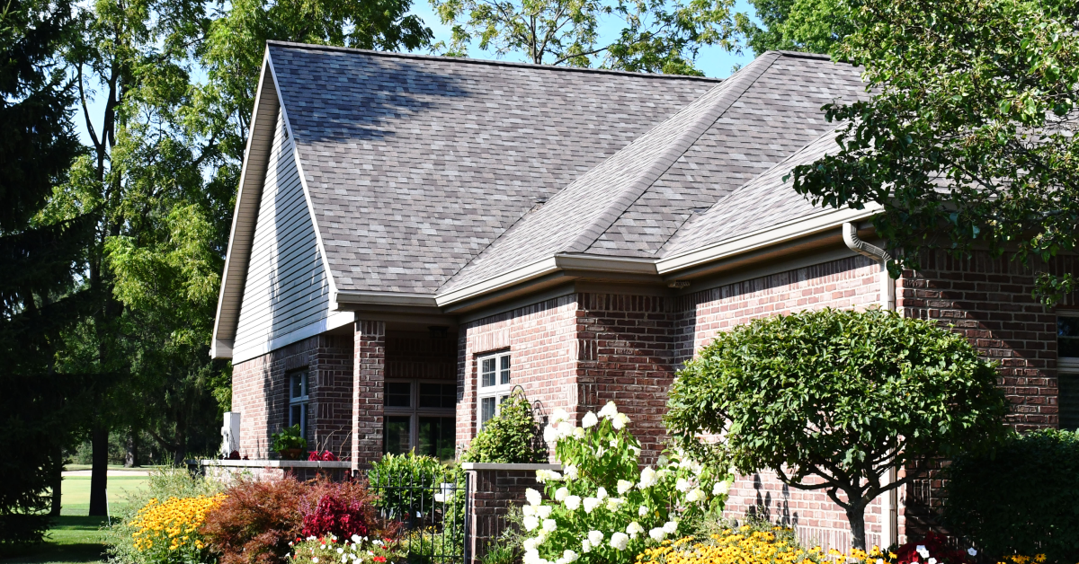 Completed home, curb view