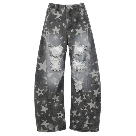 PEOPLESENSE Baggy Star Pattern Jeans