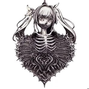 Ossuary Anime Girl Skeleton Silver Pendant