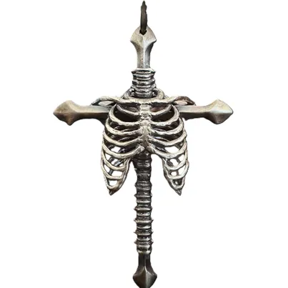 Ossuary Rib Cage Silver Pendant