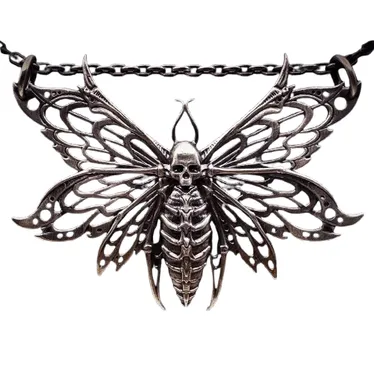 Ossuary Skeleton Butterfly Silver Pendant