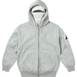 Palace Facemask Zip-Up Hoodie Grey