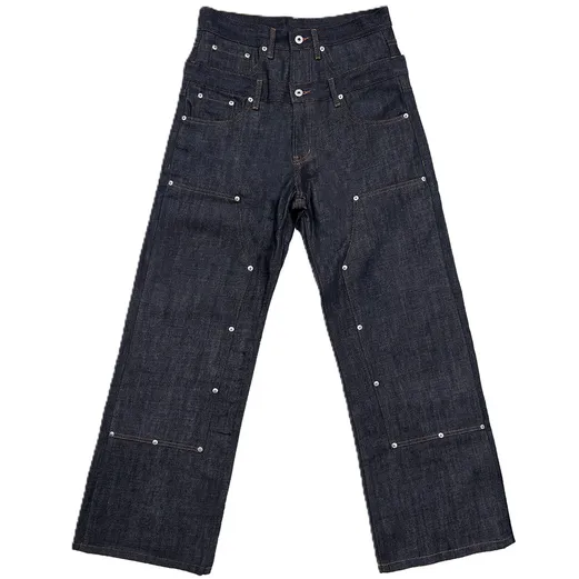 WANNA LAB Double Waisted Raw Denim Pants