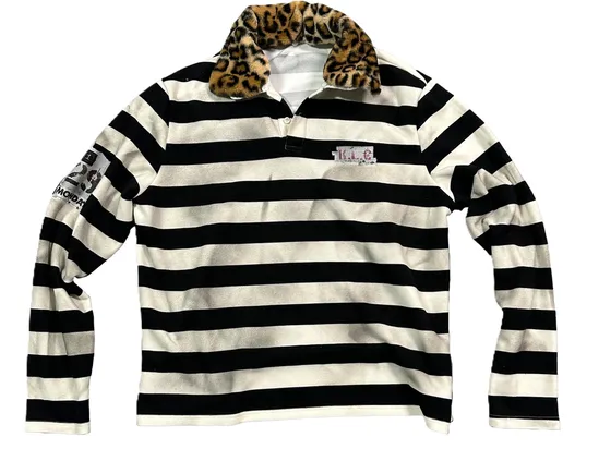 KLICK CLAK Striped Leopard Long Sleeve Polo