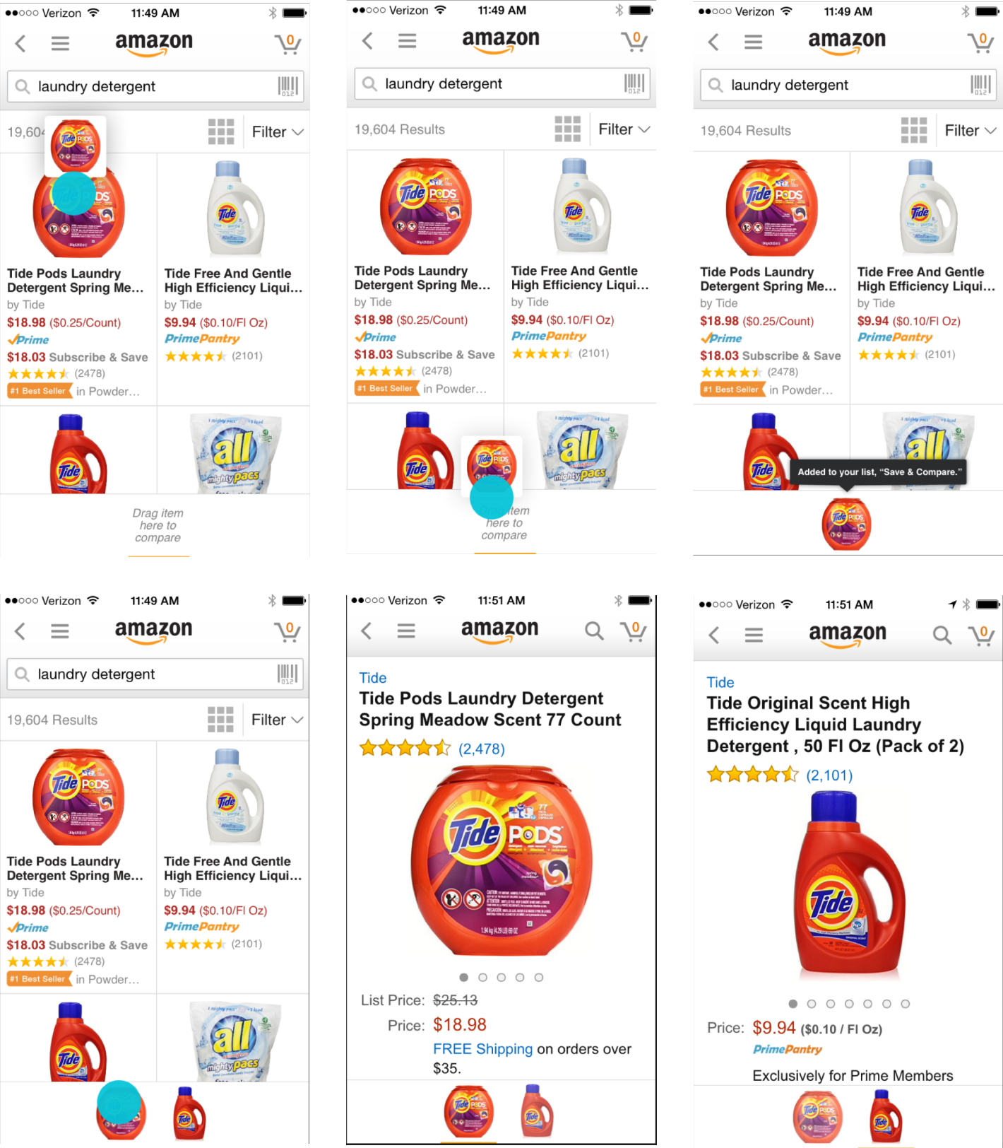 Amazon Mobile App - Collect and Compare Feature Walkthrough 1