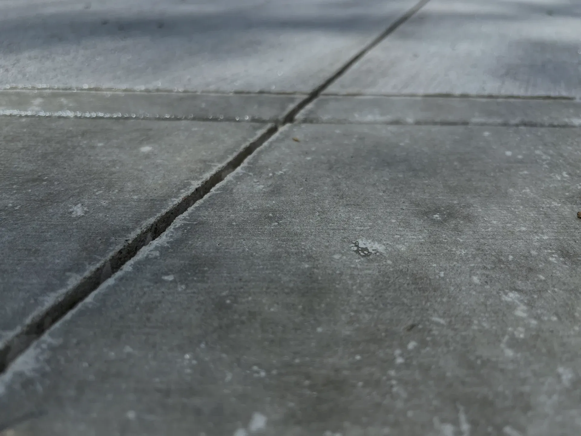 close up of concrete driveway set up