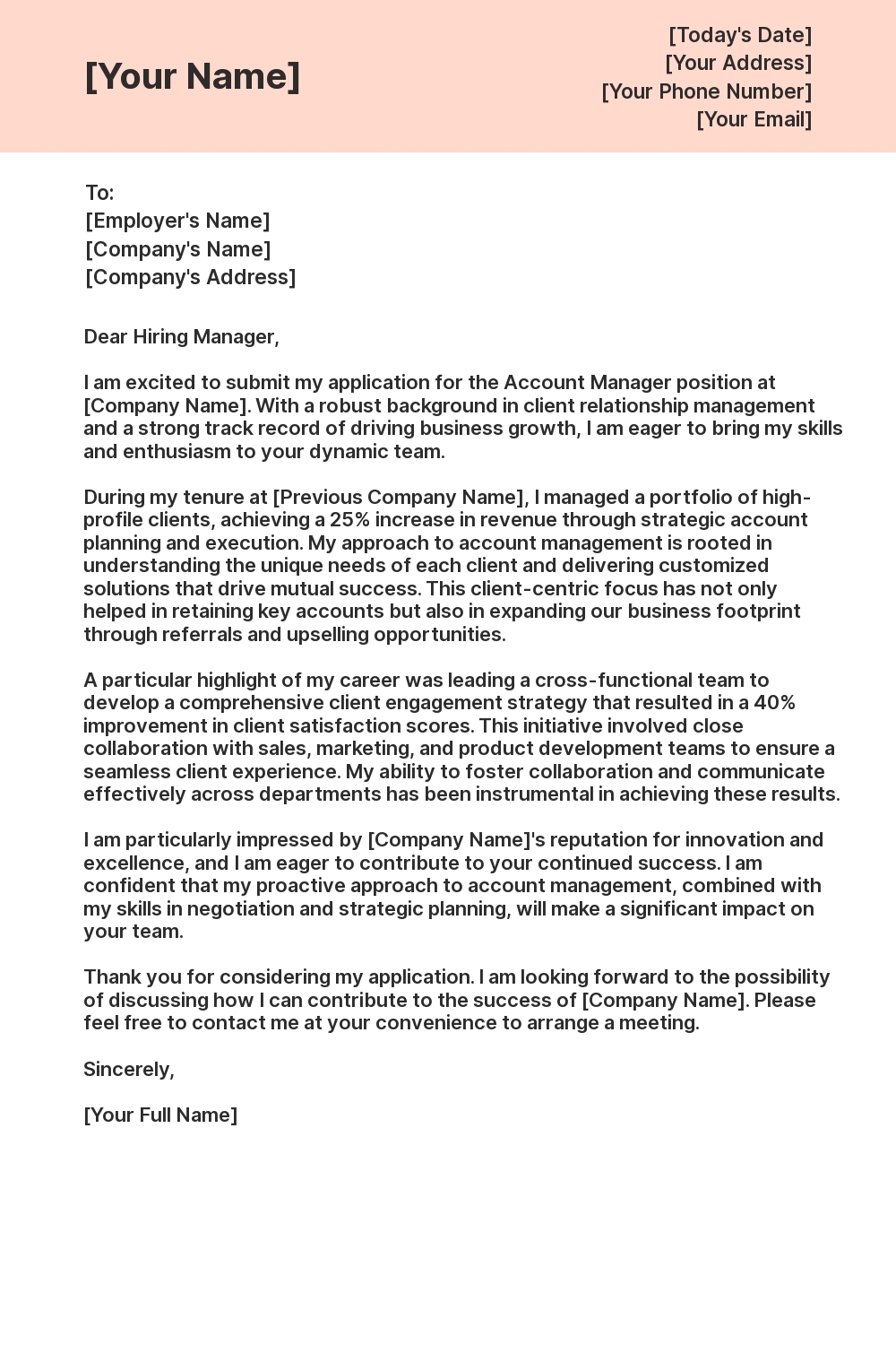 Account Manager Cover Letters: Examples and Writing Tips