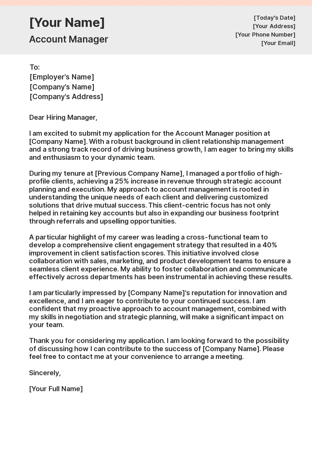 Account Manager Cover Letters: Examples and Writing Tips