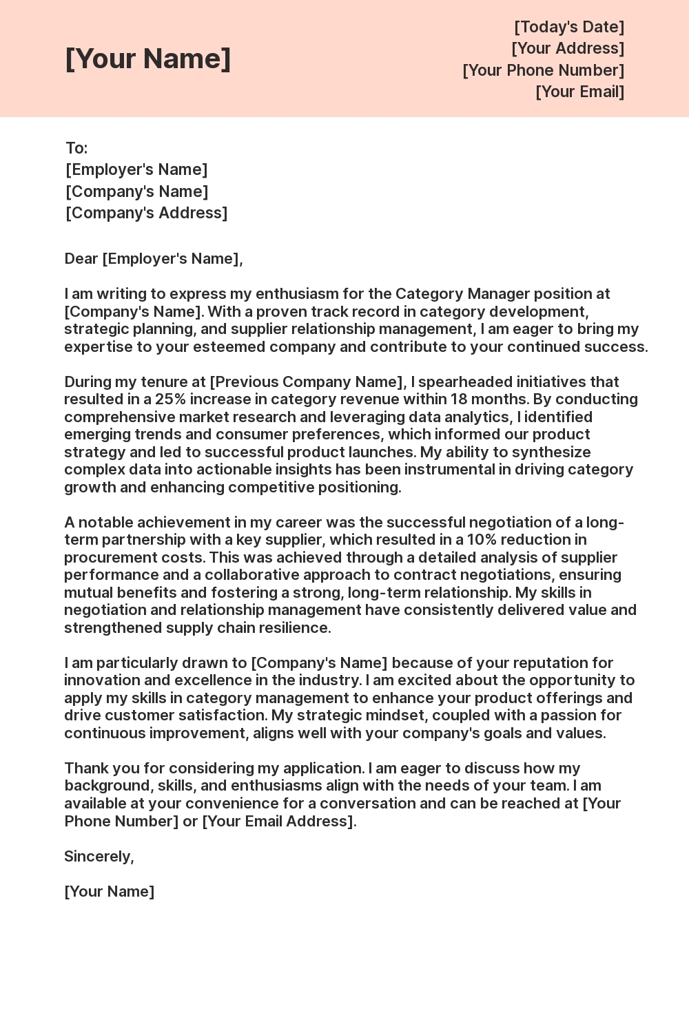 Category Managers Cover Letters: Examples and Writing Tips