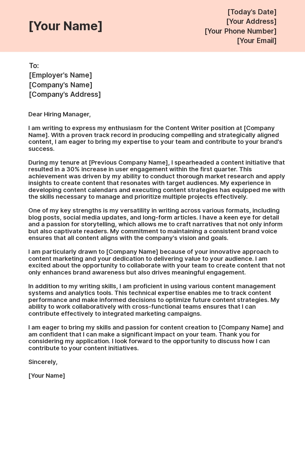 Content Writers Cover Letters: Examples and Writing Tips