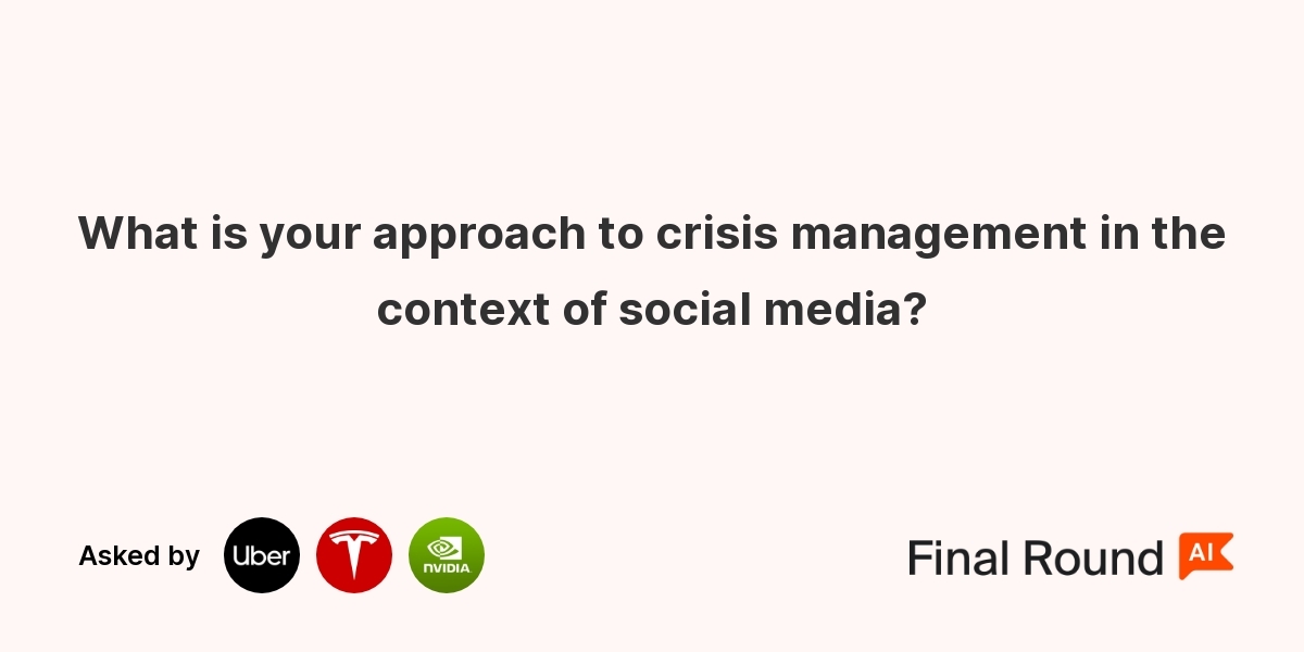 What is your approach to crisis management in the context of social media?