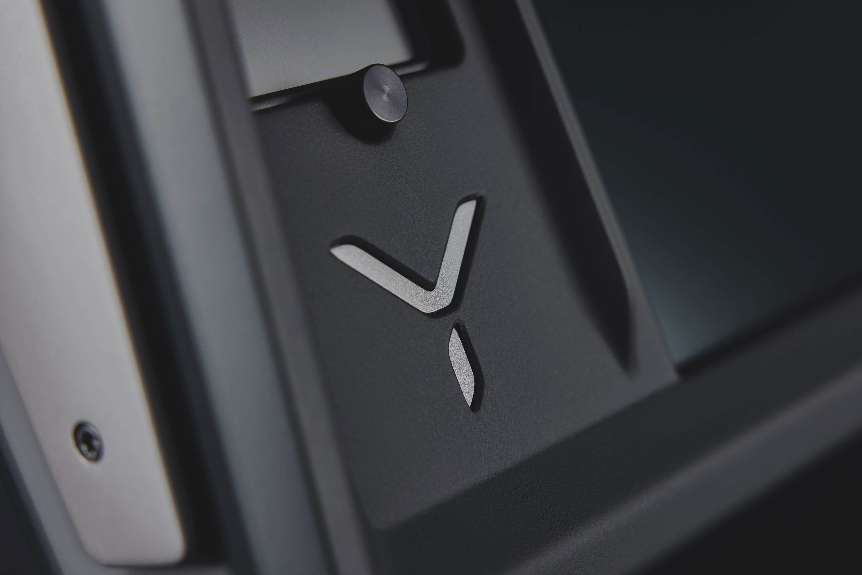 Close up of the Skyryse One interior showing a detail of the Skyryse Logo