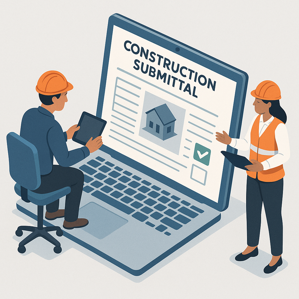 Construction managers reviewing submittals