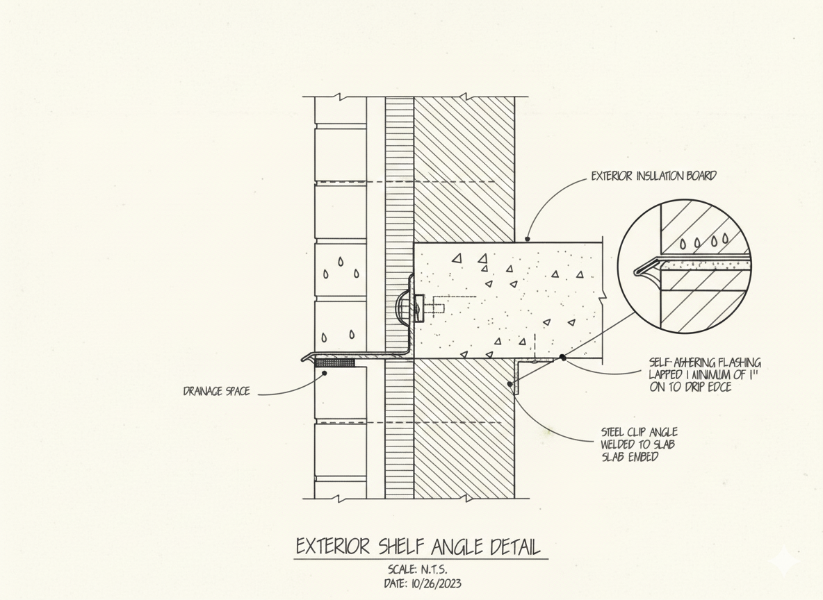 An example of exterior shelf angle detail