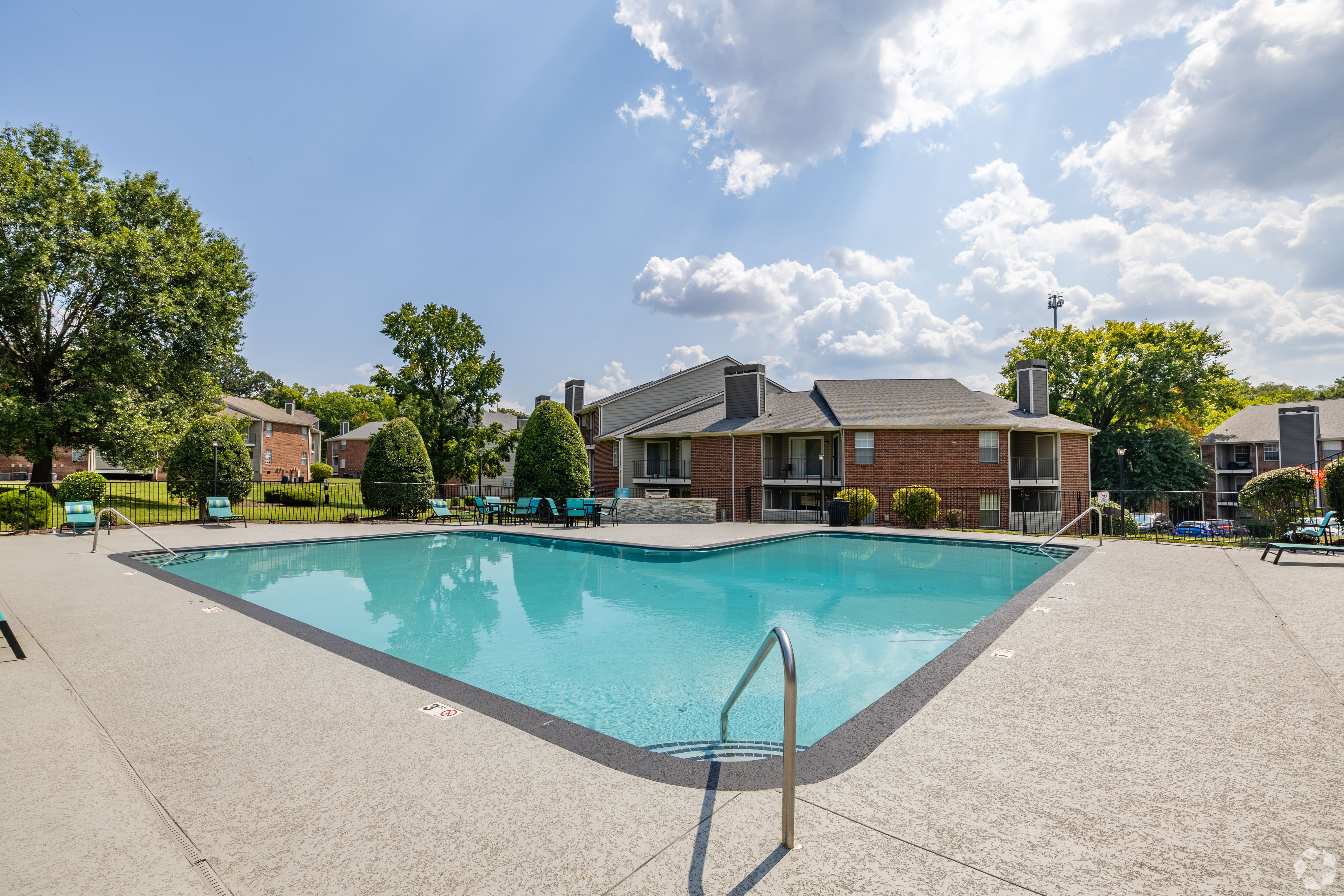 Swimming pool with lounge chairs