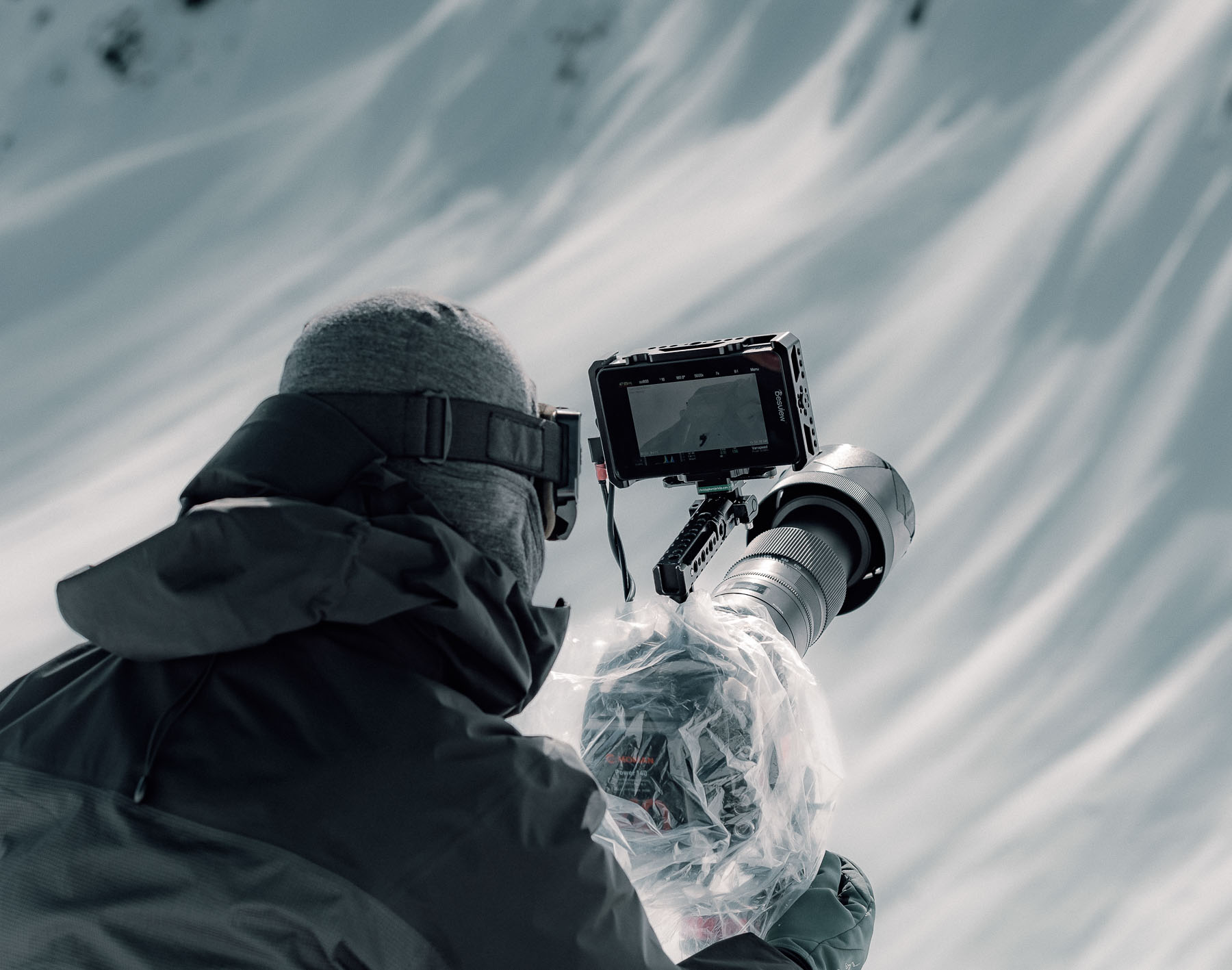 Behind the scenes on a heli-ski production