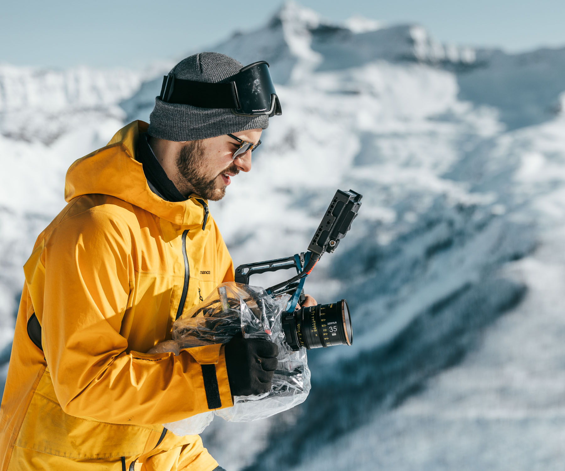 Behind the scenes on a heli-ski production