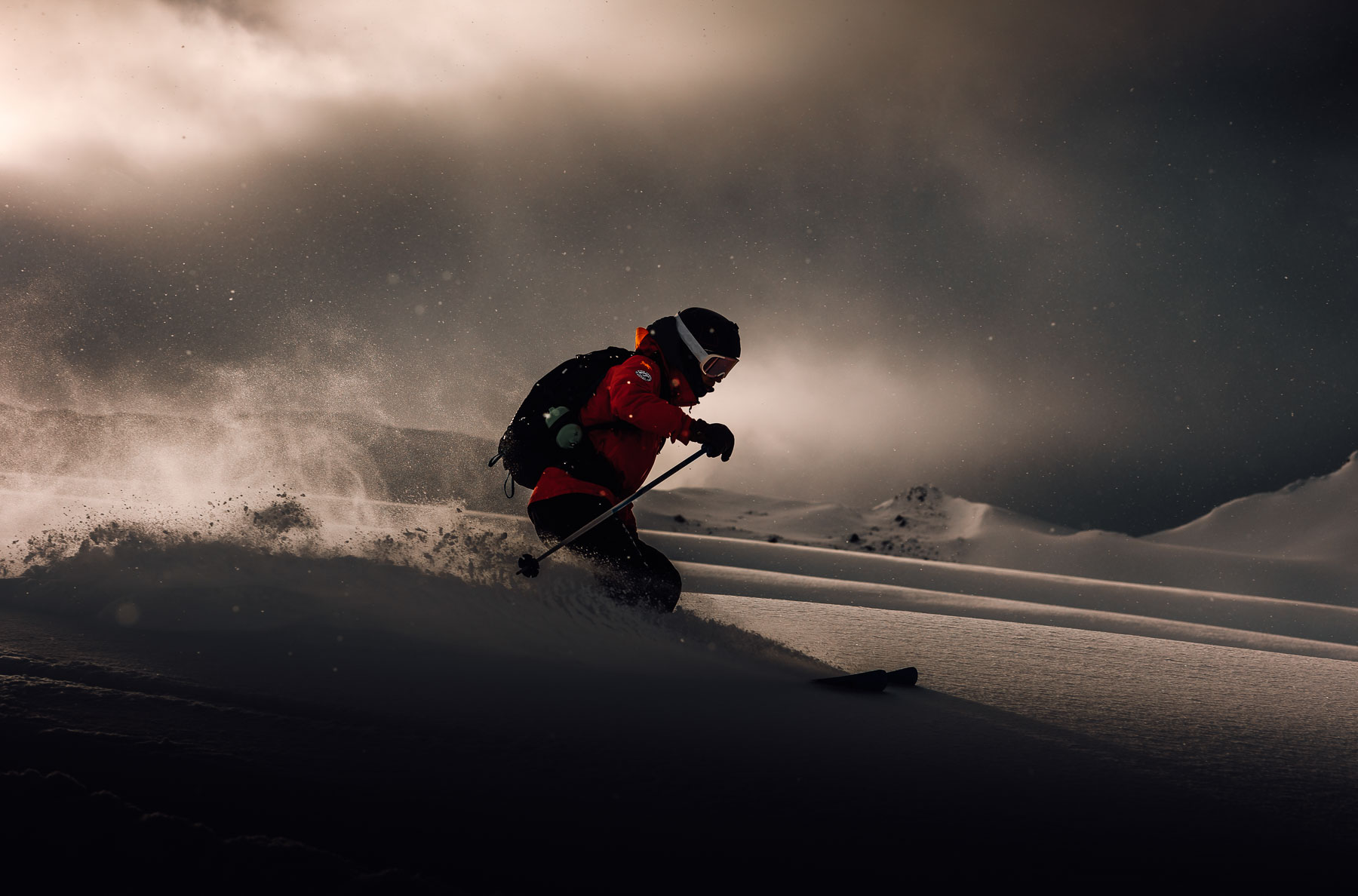Powder skiing in Mica Heli-Skiing’s mountain terrain