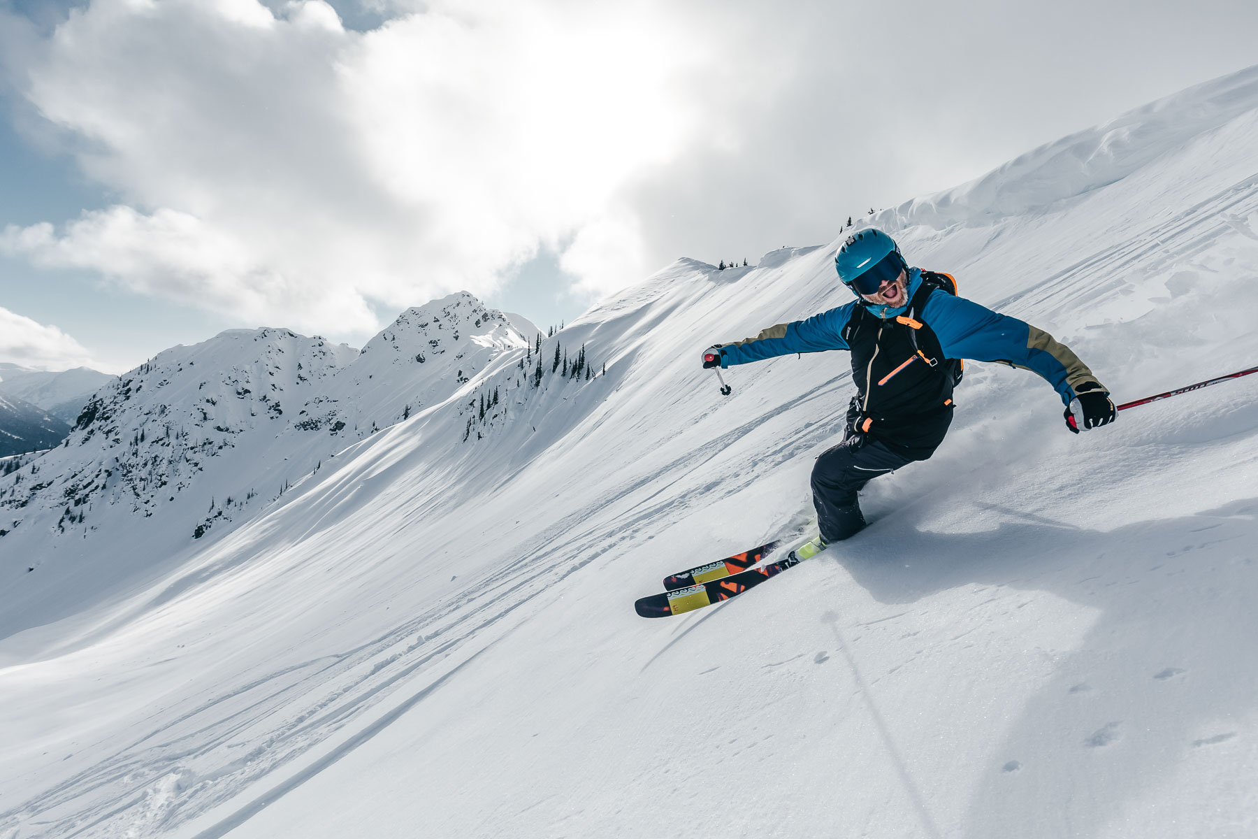 Skier in Mica Heli-Skiing terrain