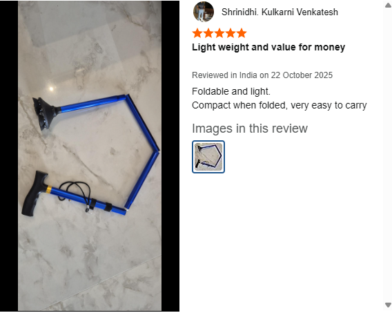 Customer photo of the folded cane