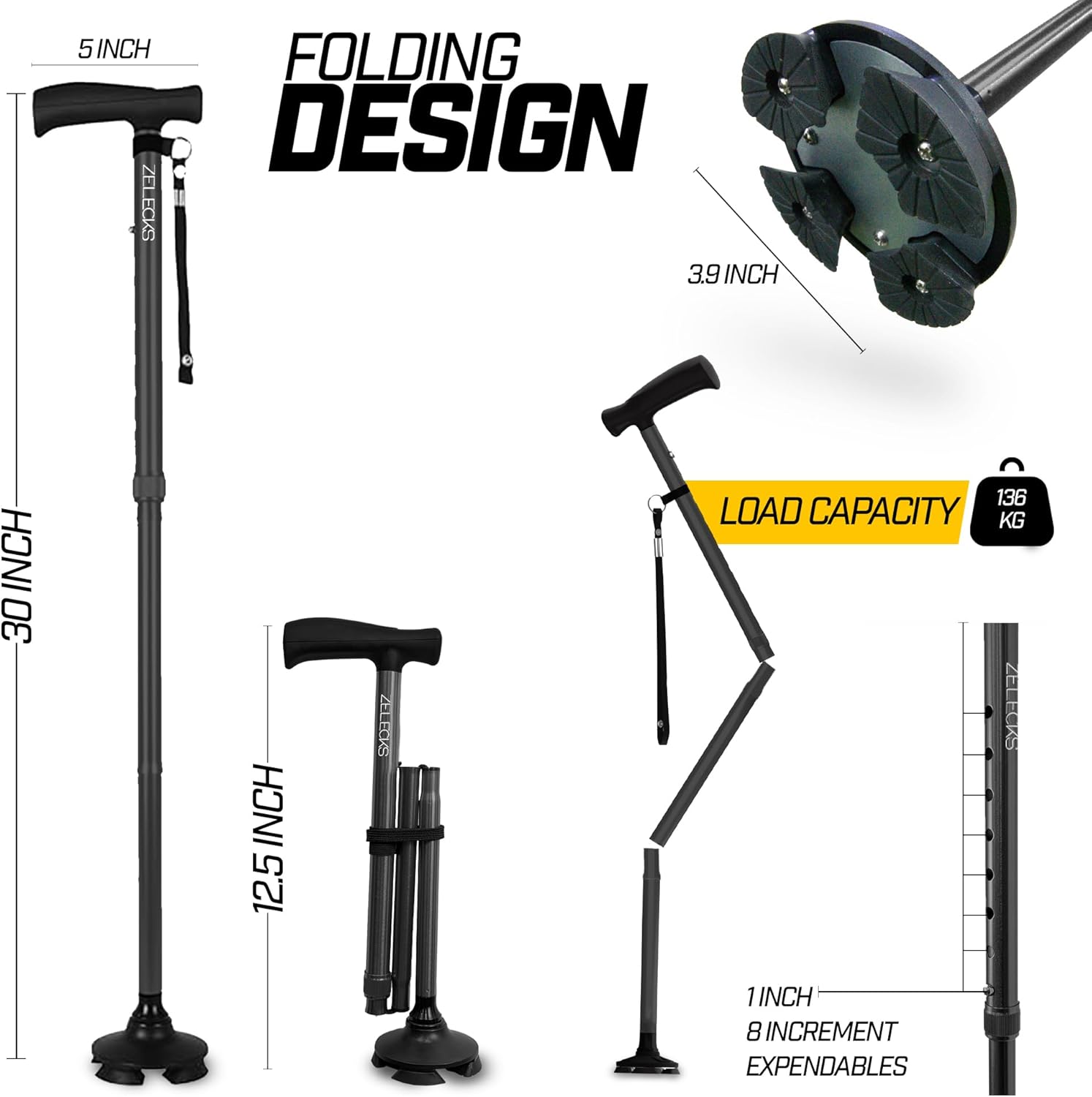 The finished folding walking cane
