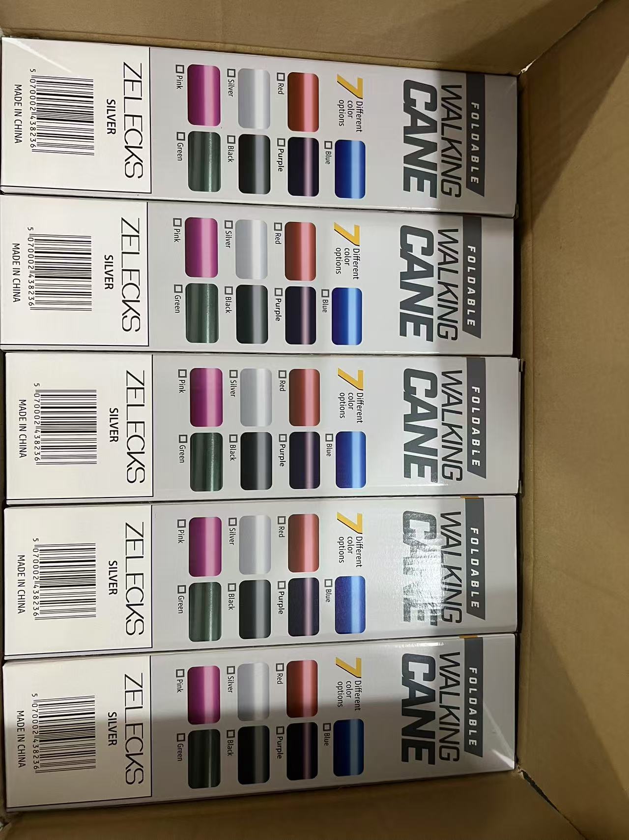 Finished retail boxes stacked in units