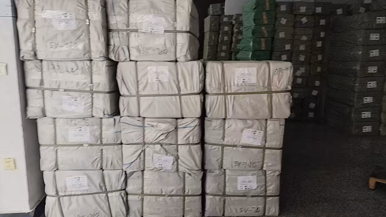 Shipment boxed and ready in the warehouse