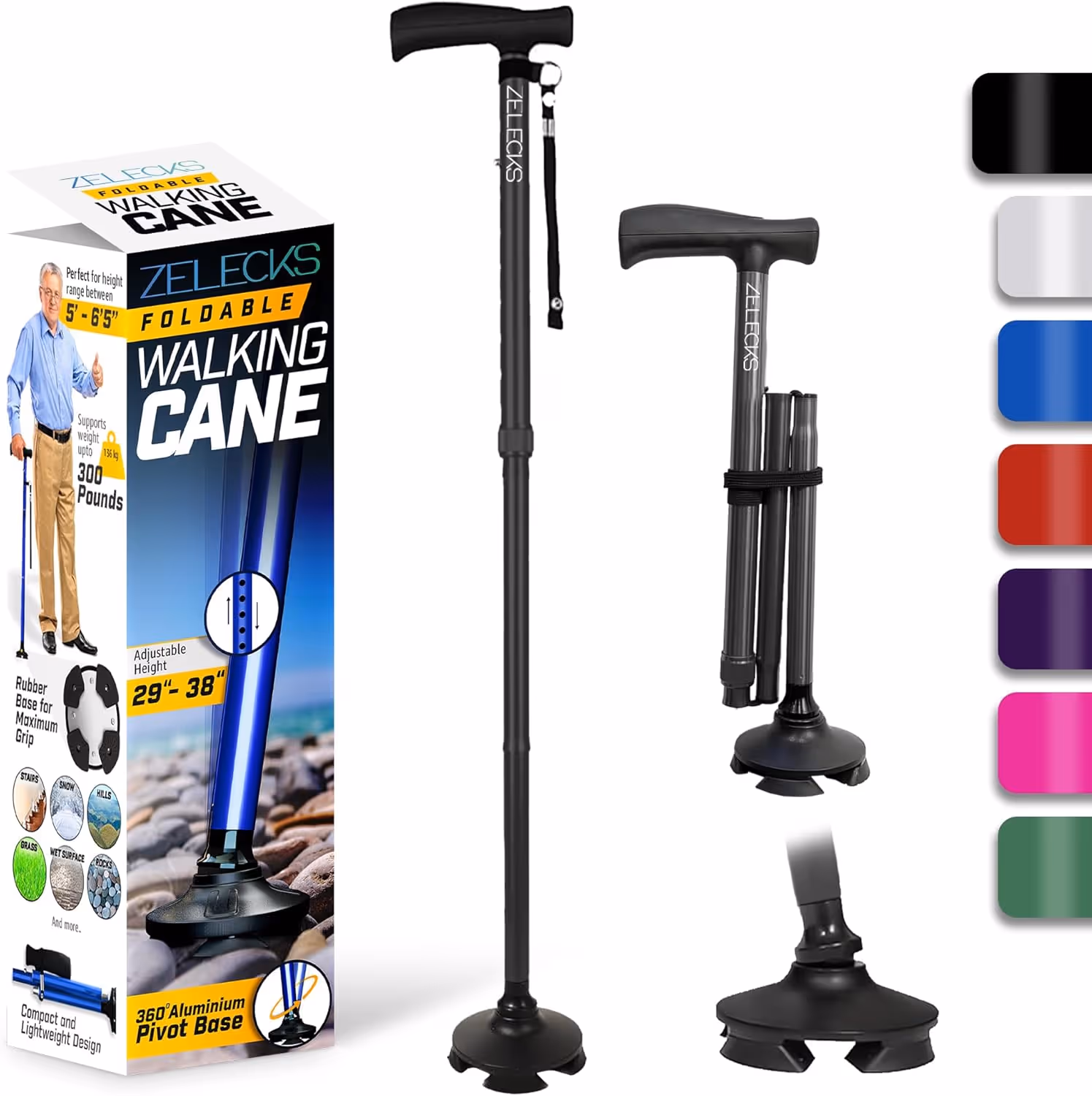 The finished walking cane, product shot