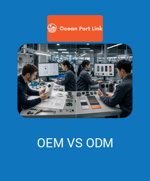 Illustrative OEM-versus-ODM cover comparing buyer-controlled product drawings with a supplier-designed platform and a shared evidence dossier.