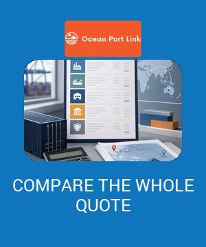 Illustrative freight quote comparison cover showing origin, main-carriage and Australian destination charge groups beside a route worksheet.
