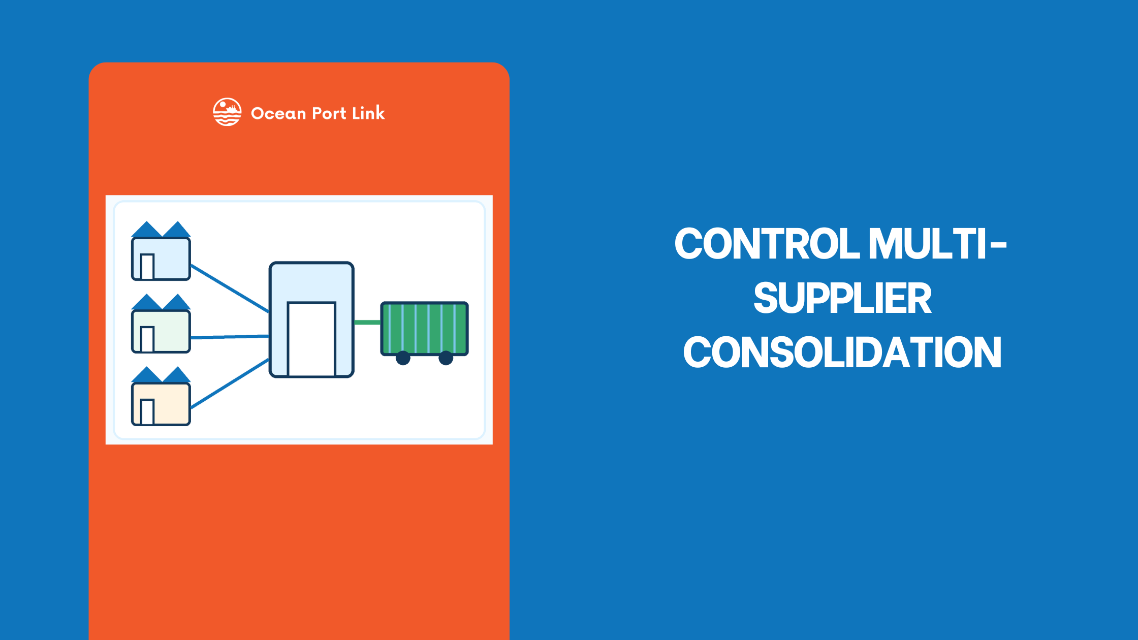 Illustrative consolidation flow showing three Chinese suppliers feeding one origin warehouse and outbound container.