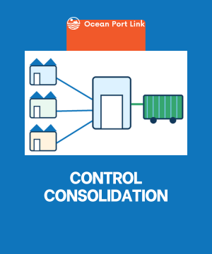 Illustrative consolidation flow showing three Chinese suppliers feeding one origin warehouse and outbound container.