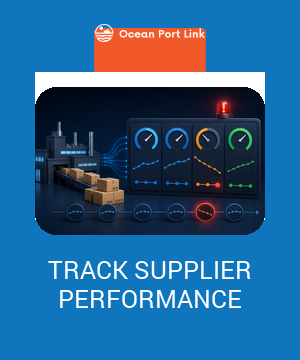 Illustrative supplier-performance scorecard cover showing factory output, repeated KPI trends and an early deterioration alert.